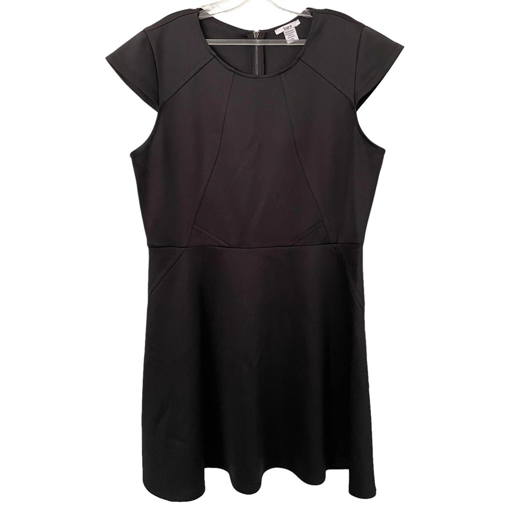 Bar III Black Women's Dress Fit & Flare Cap Sleeve Cocktail Scuba Dress Size XXL